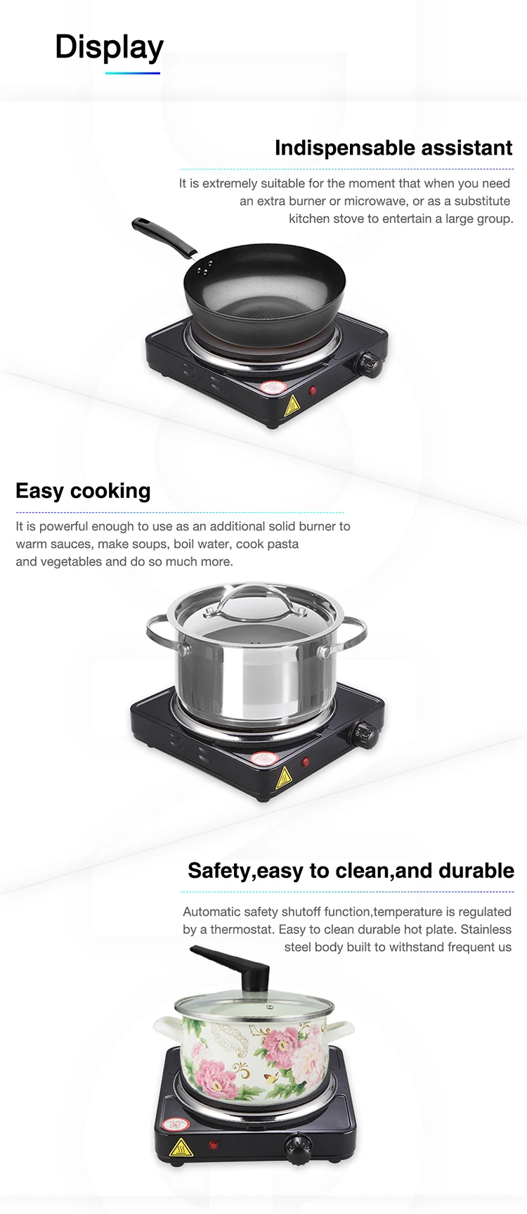 Electric Hot Plate Portable Single Burner 1000w Cast Iron Hot Plates Black Electric Stove For