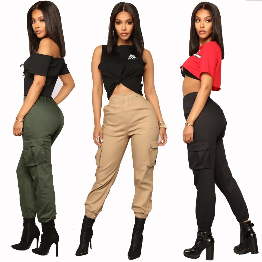Pantalones Altos Con Bolsillos Para Mujer,Pantalón Cargo Con Volantes  Informales,Estilo Clásico,Negro,A La Moda,Para Verano,2021 - Buy Mujer  Pantalones,Mujer Pantalones Cargo,Las Mujeres Pantalones Tall Product on  Alibaba.com