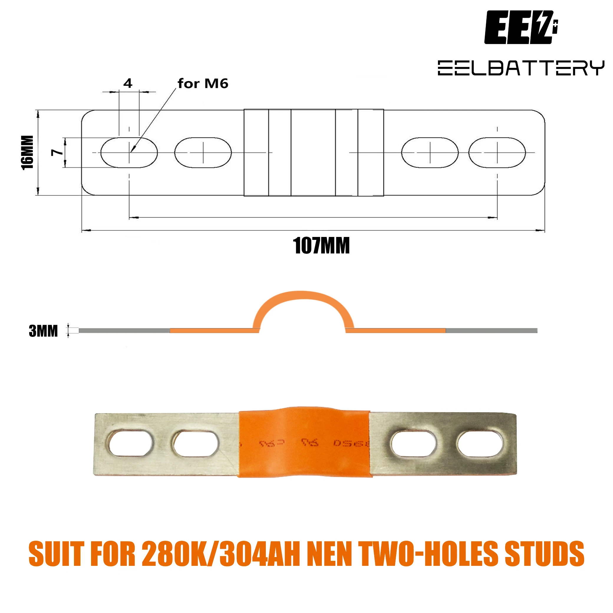 EVE Lifepo4 Battery Double Hole Studs Terminal - Flexible Busbar