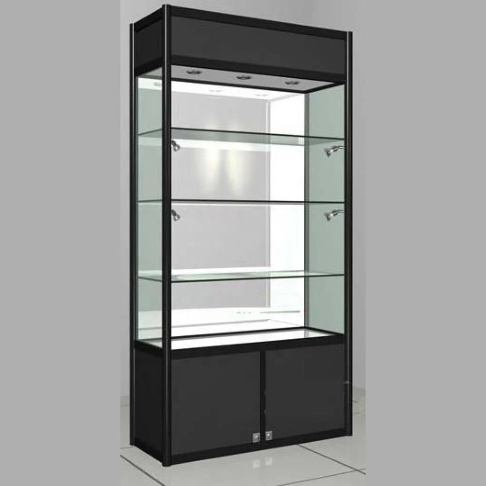 Glass showcase With Bottom Cabinet for Smoke Store
