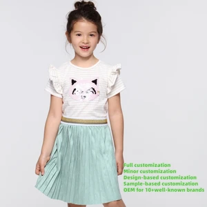 Custom Elastic Waist Pleated Girls Skirt OEM ODM Kids Skirt in Trend Colors with Branding Options
