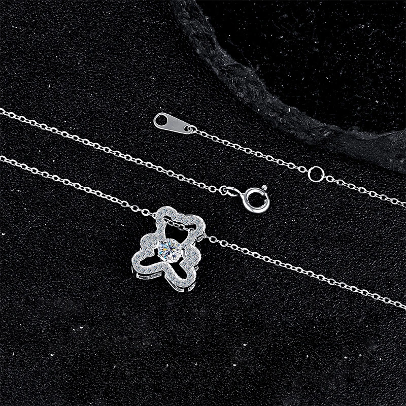 S925 Silver Bear Moissanite Pendant Necklace