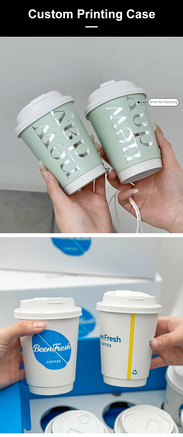 product hot selling 80mm 90mm custom printed compostable pla coated kraft paper cup embossed white disposable coffee paper cup with lid-16