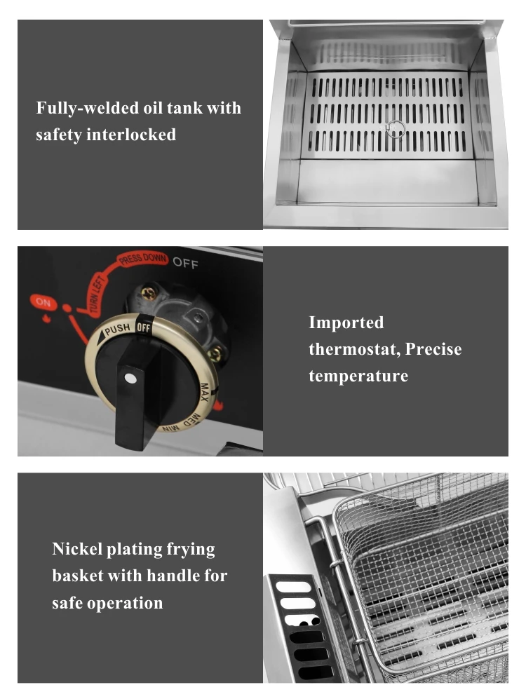Tabletop Gas Deep Fryer With Temperature Control Stainless Steel 304