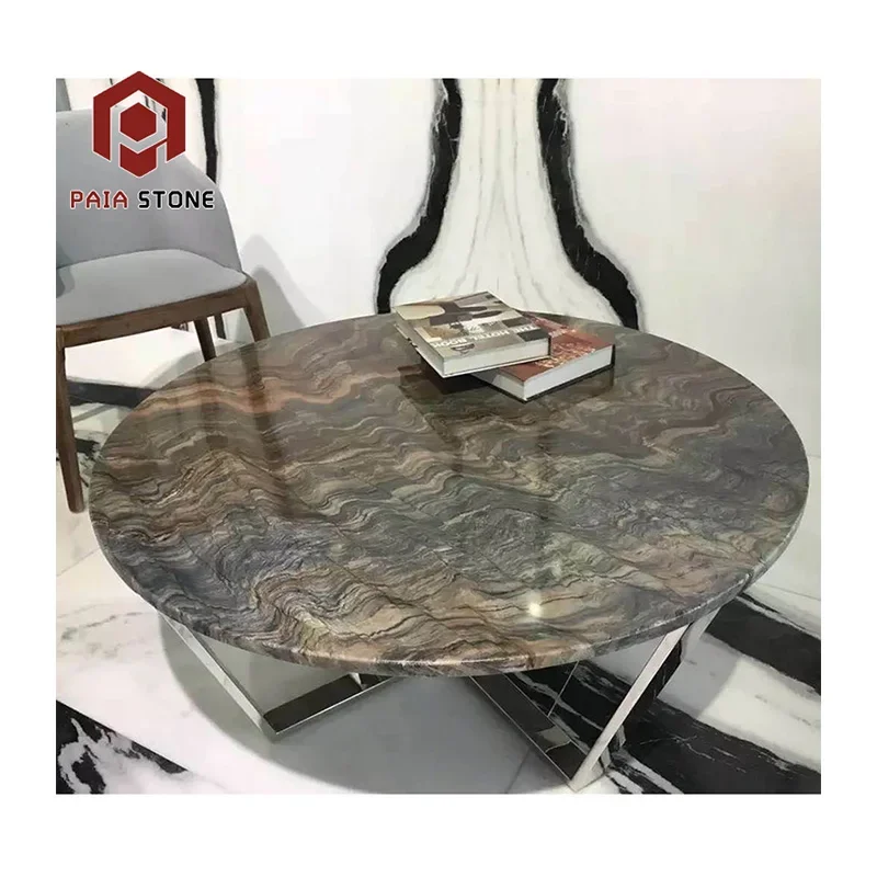 سطح طاولة رخامي مصنوع من الحجر الصناعي المُلمّع القديم، مع قص مخصص