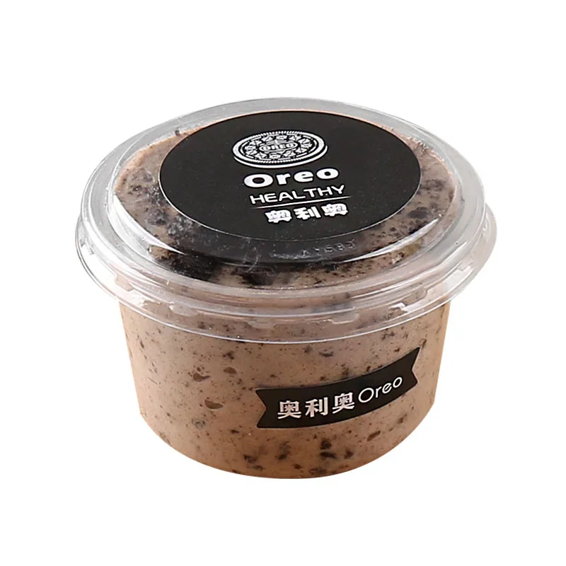 Ice Cream Yogurt Mousse Cup Jelly Pudding Custard Cake Baked Goods Grade Blister PET Dessert Packaging Round Cup with Spoon