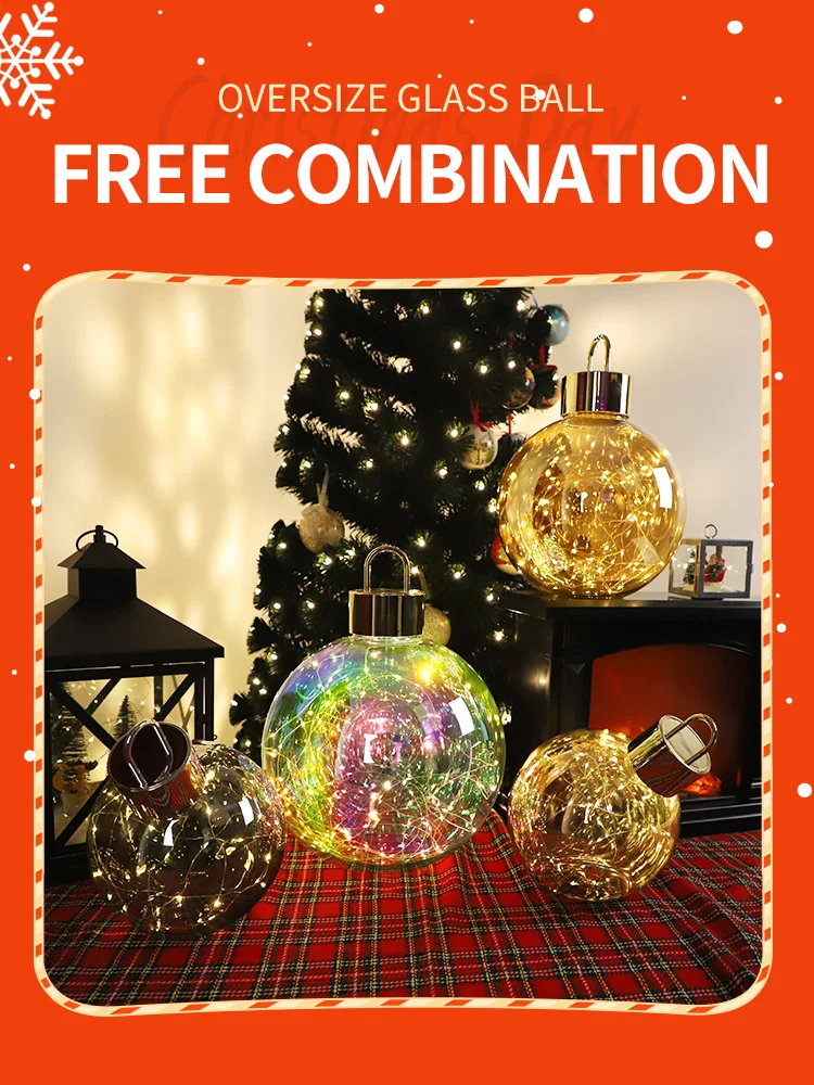 Large Christmas decorative ornament glass ball with LED light supplier