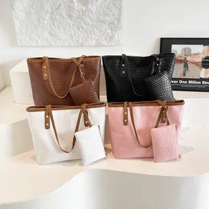 Woven Pattern Handbag with Wallet Single Shoulder Tote Bag for Women 2026 New Large Capacity Shoulder Bag
