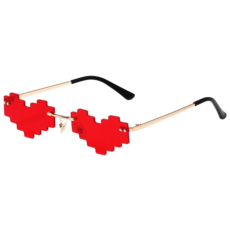 FF889 UV Protection Metal Frame Glasses Candy Color Party Beach Eyewear Irregular Rimless Heart Sunglasses
