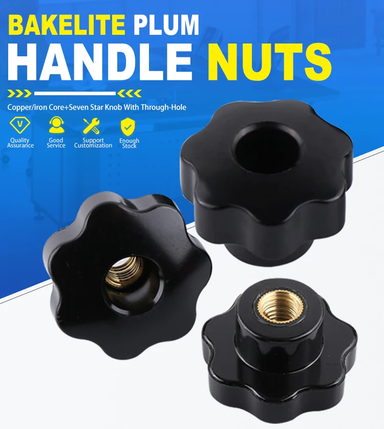 M4 M5 M6 M8 M10 Female Thread Star Handle Nut Knobs Black Plastic Screw ...