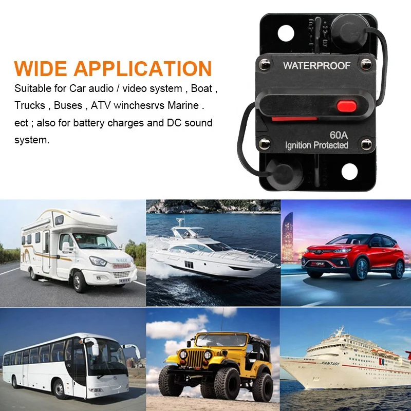 Stroomonderbrekerzekering Reset 12-48V DC Compatibele autoboot Auto