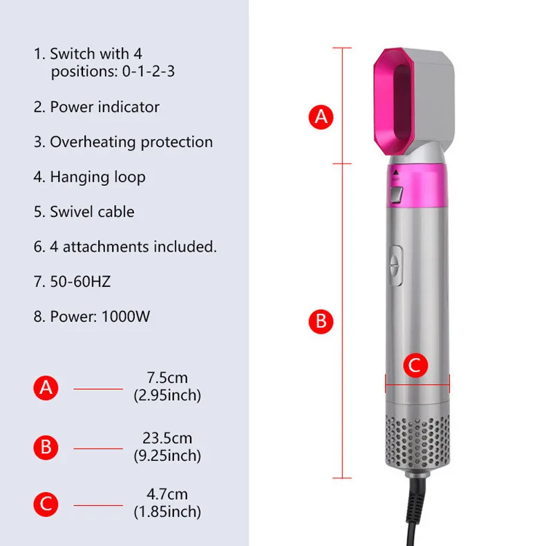 Hot Air Styler Comb Curling Iron Roll Styling Brush Hair Dryer Blow 5 In 1 Rotating Brush With Nozzles 3 Heat Setting.jpg