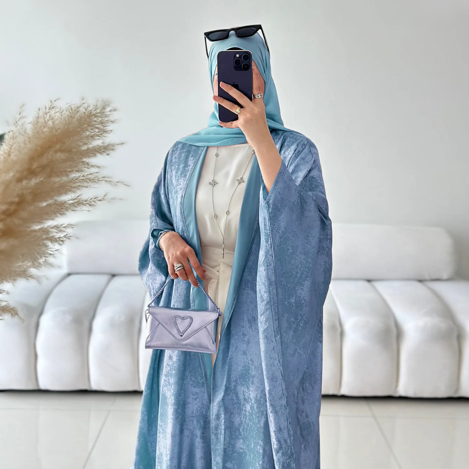 modest dresses islamic Muslim Woman's Empire Waist Shimmery Tulle Dress - 36229 this abaya thoub offers both style and comfort club L modest dresses -