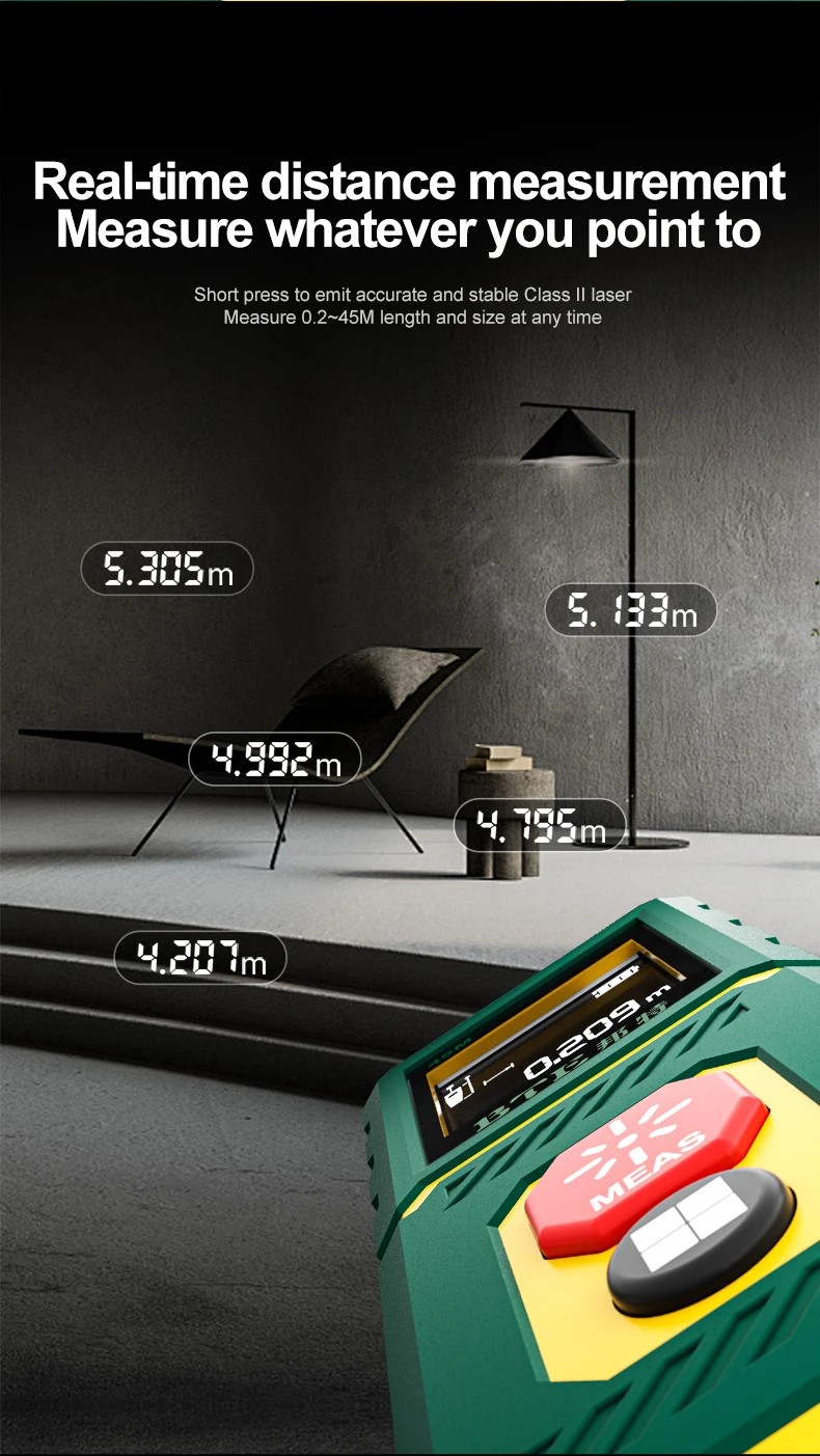 Industrial Digital Laser Infrared Distance Length Meter BTE Measurable ...