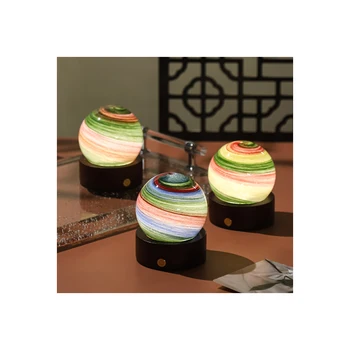 USB Charging Touch Lamp Desktop Ornaments Glass Table Lamp LED Walnut Base Night Light December Night Light