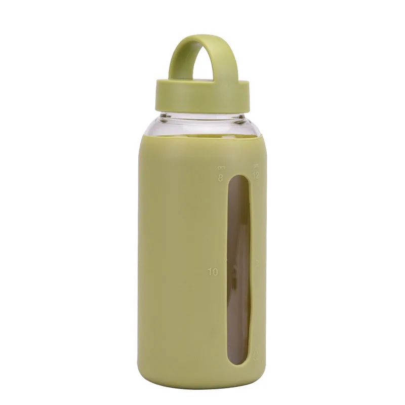 Оптовая продажа высокое качество большая бутылка для воды стеклянные бутылки стеклянная с силиконовым