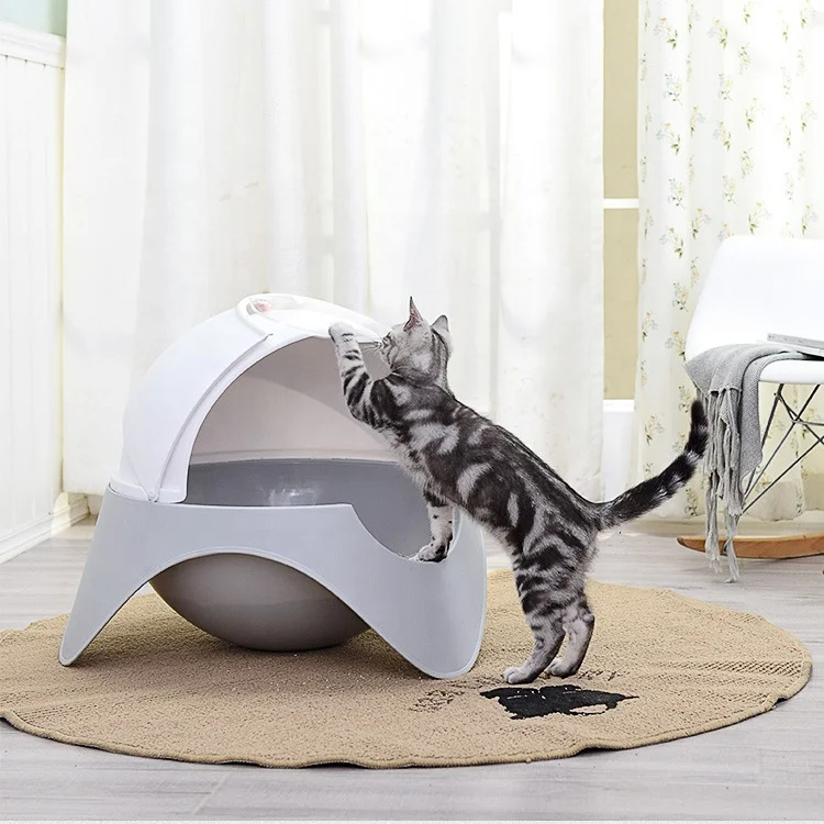 New Design Space Capsule Shape Cat Litter Pan Fully Enclosed Large Plastic Cat Litter Box Toilet