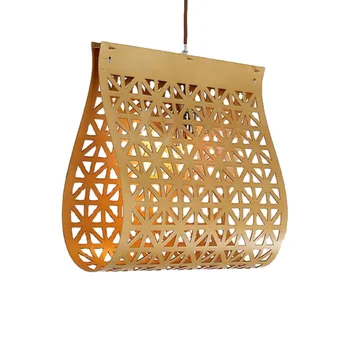 Basswood Plywood Bamboo Perforated Rattan Decor Antique Lampenschirm Pendant Suspended Hanging Light