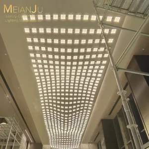 Modern Luxury Bar Island Lighting Wavy Box Chandelier Matte Acrylic Diffuser New Collection Branch Chandelier for Hotel