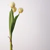 3 sprigs of camellia tulips-light yellow