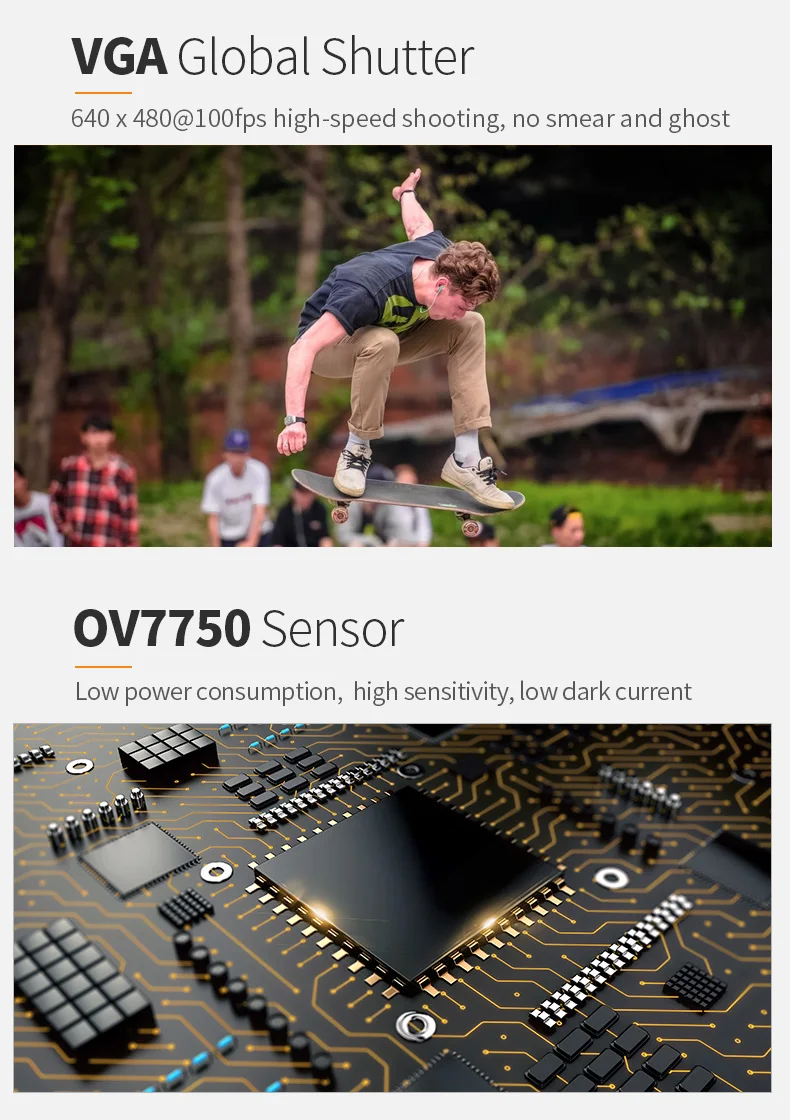 DGZX High definition 0.3MP VGA 100 frame OV7750 global exposure RGB scanning intelligent wearable camera module插图4