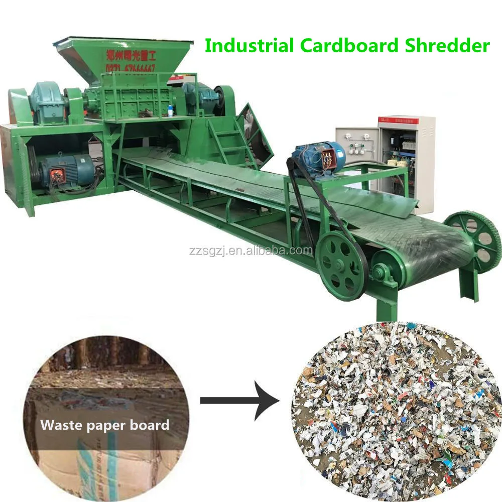PLC Control Industrial Cardboard Shredding Machines , Cardboard Box Shredder  Machine
