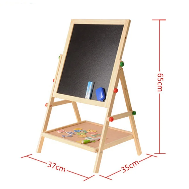 Children's Wooden Double-sided Magnetic Adjustable Drawing Board for Baby