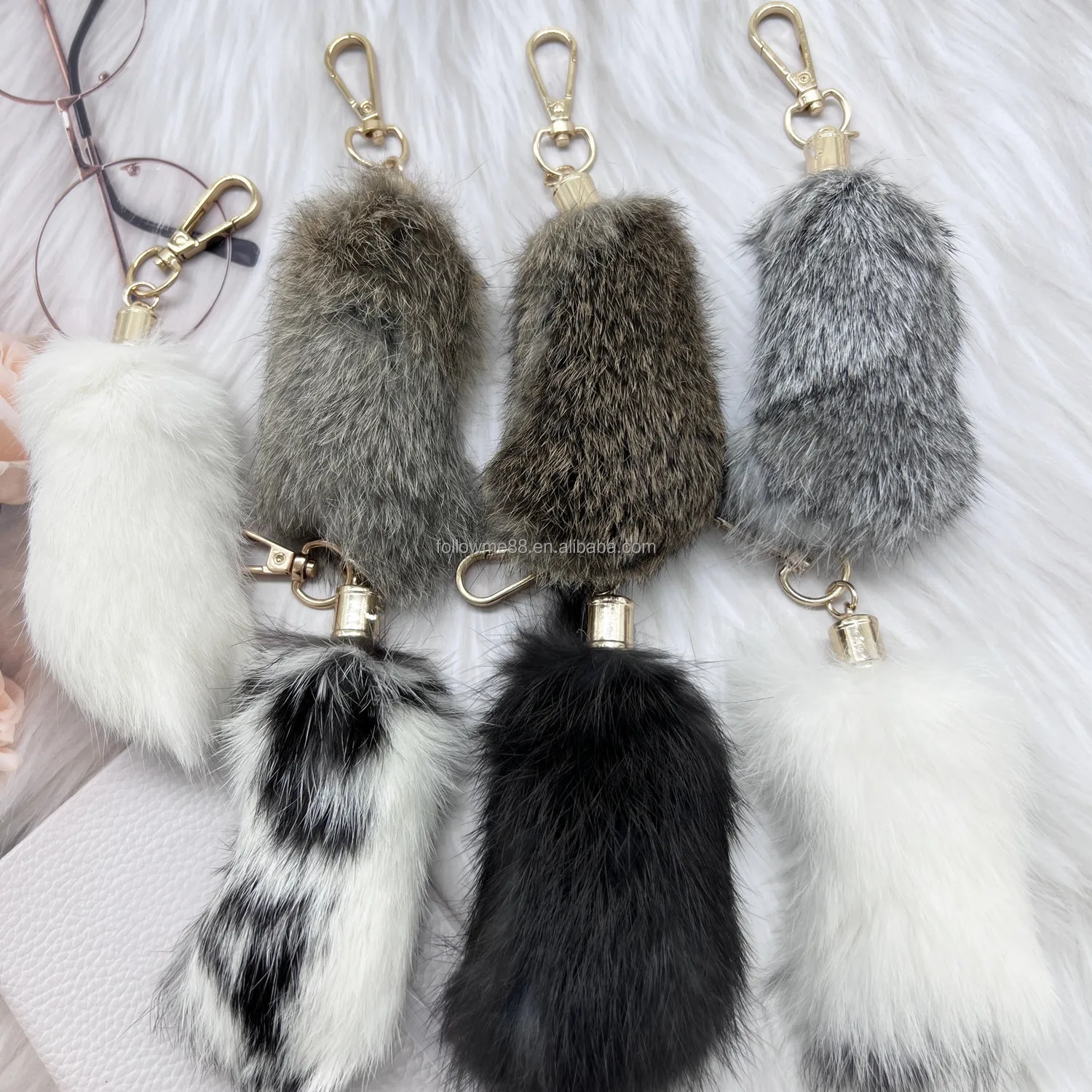 U.S. Toy Handmade Creative Lucky Rabbit's Foot Key Chains