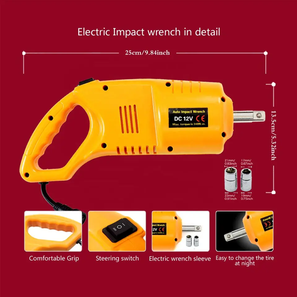 HF2ST Direct Factory Sell 5 in 1 Electric Car Jack DC12V 3T Jack Compressor Wrench Emergency Tool Kit Motor Lifting Car Jack