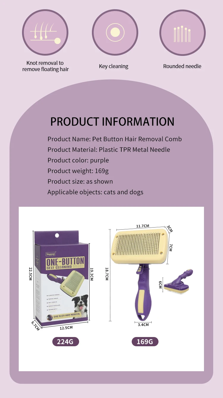 Factory Wholesale Custom Logo Self Cleaning Cat Pin Hair Brush Dog Pet Grooming Slicker Brush