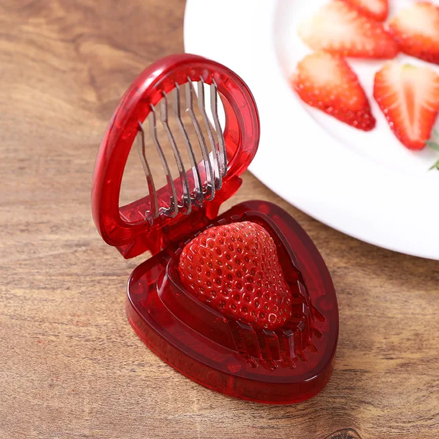 Red Strawberry Slicer Egg Slicers Stainless Steel Strawberry Cutter Cute Fruit Cutter for Kids