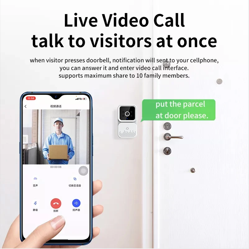Tuya App Remote Monitor WiFi Wireless Mini Video Camera with Night Vision OLED Display Bar Design Home Security Garages Hotels