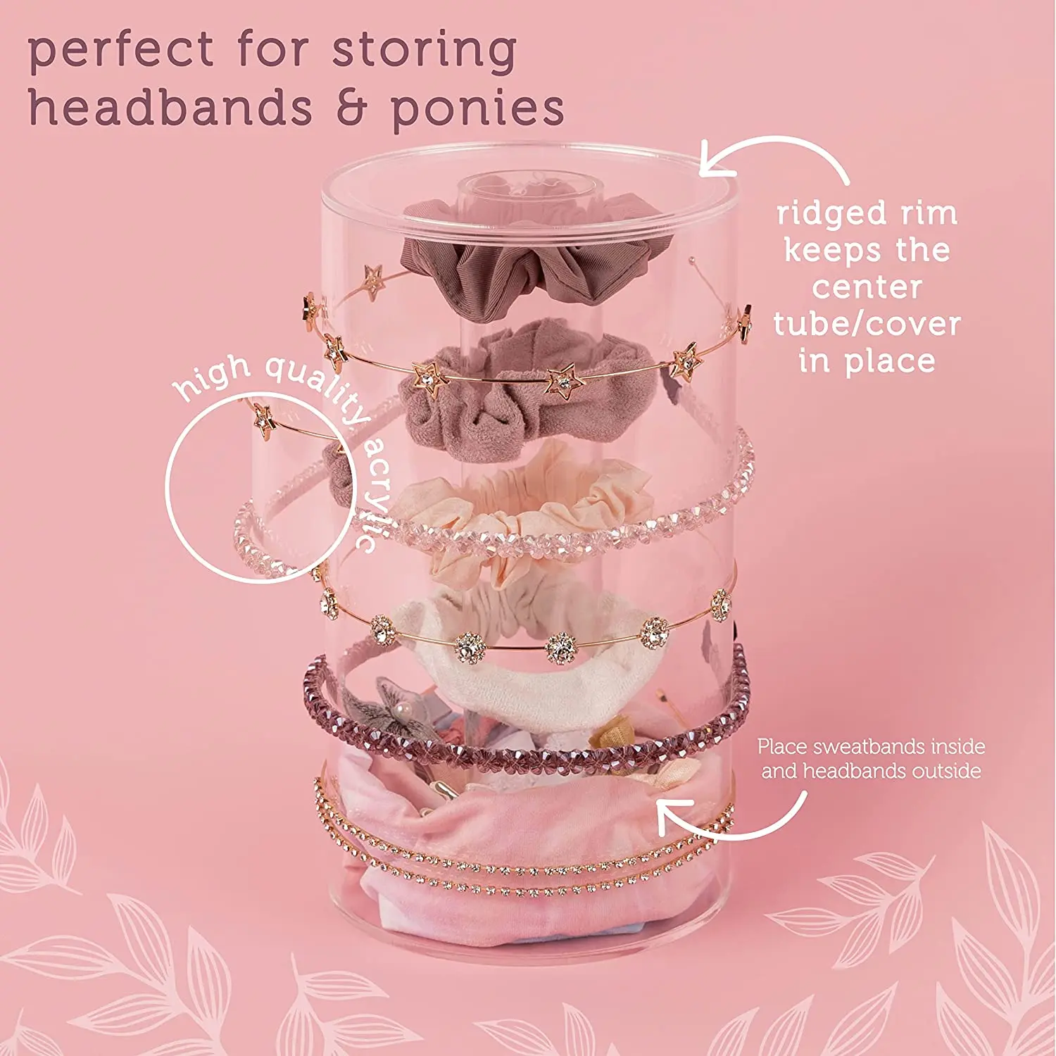 Multi-Functional Clear Acrylic Organizer for Hair Accessories Headband and Scrunchies Holder