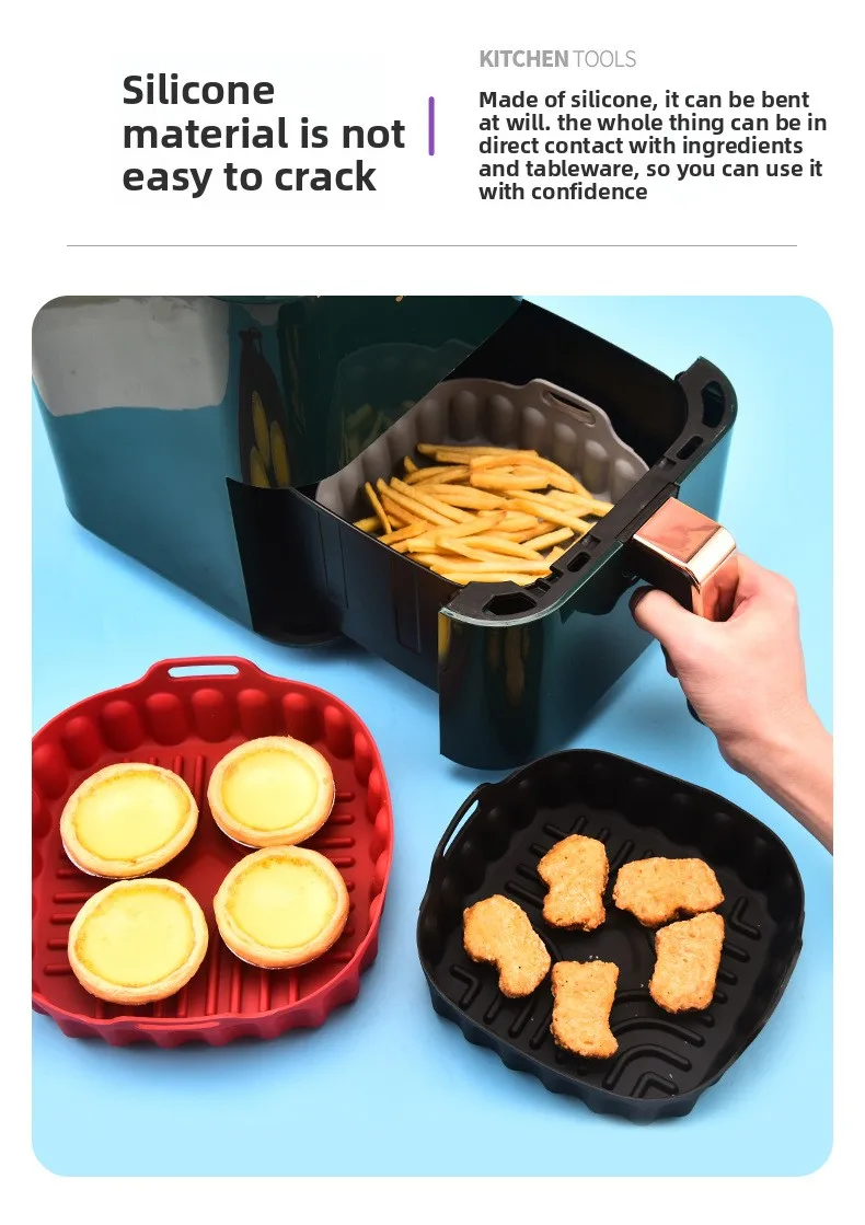 Household Square Thick Air Fryer Silicone Baking Tray Premium Quality Dish and Pan for Baking & Frying factory
