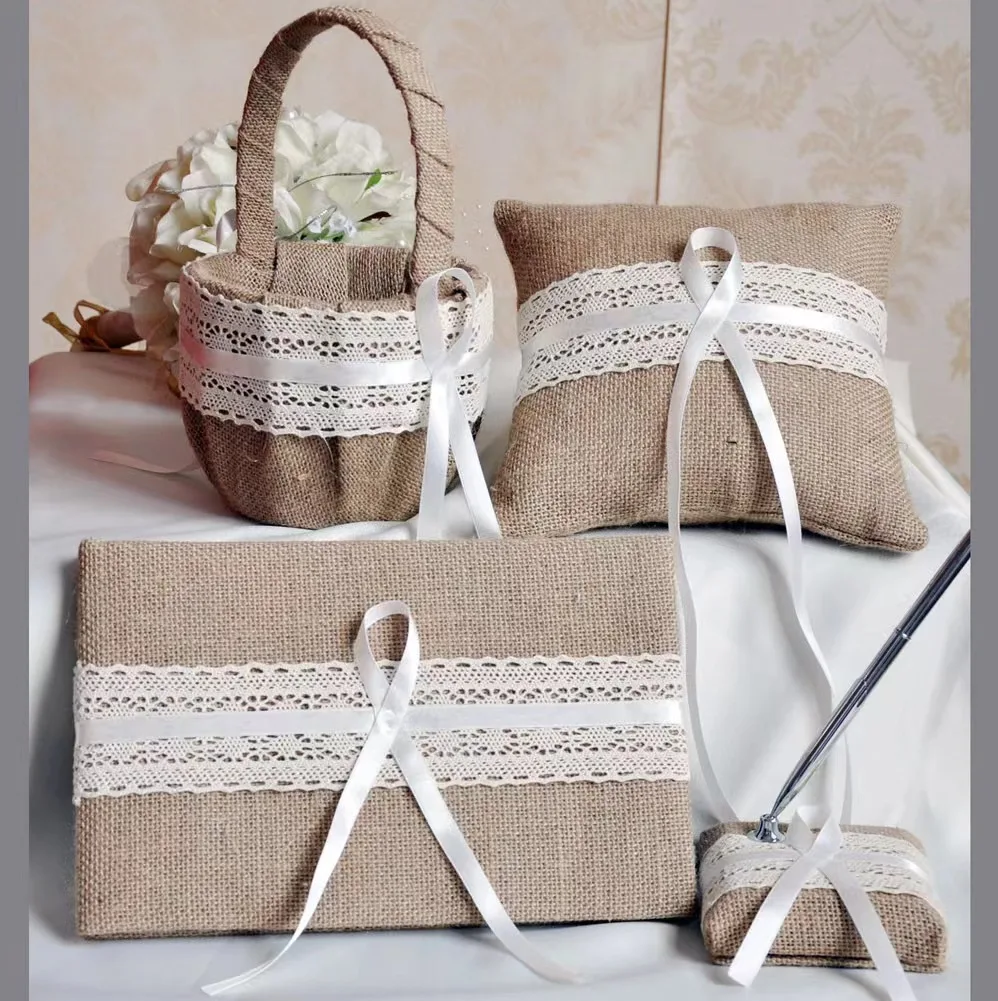 Wholesale Flower Jute Baskets Handmade Wedding Party Decoration Flower