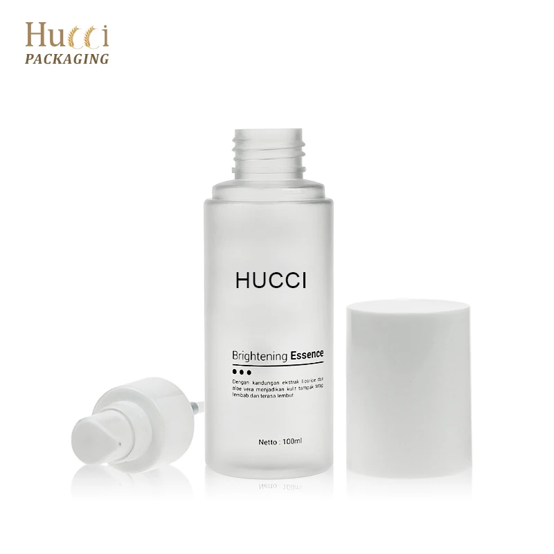 Custom 50ml 100ml White Cosmetic Packaging Empty Container Skincare Serum Brightening Essence Plastic Lotion PET Pump Bottle
