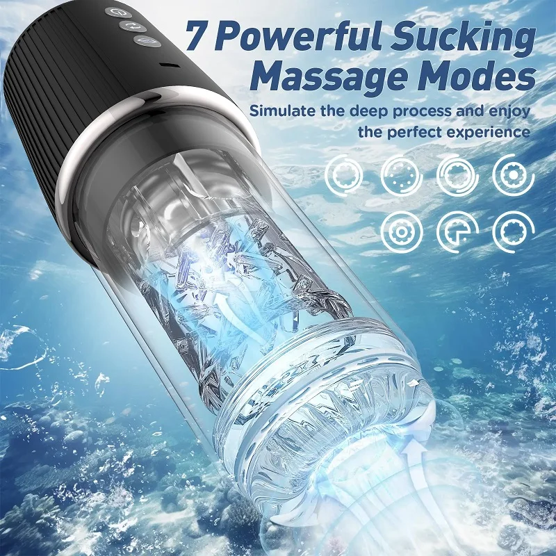 7 Thrusting Rotating Vibrating Stroker Sex Machine 3 in 1 Male Sex Toy Sucking Vibrator Masturbator for Man