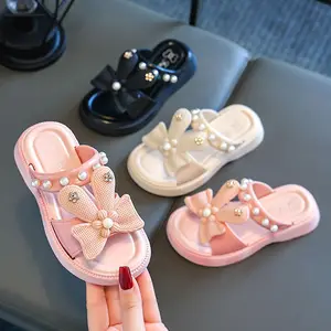 Luxury Beach Princess Style Non-slip Kids Sandals Summer Children's Little Girl Pearl Shoes Sandals