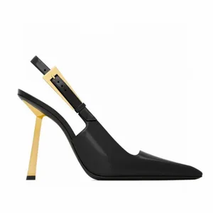 New Women's Black Lady Stiletto Heels Sandals Simple and Fashionable Pointed Toe with Lace-Up Closure PU Insole for Summer