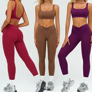 Yoga Wear Workout Set Breathable Women Sportswear Gym Clothes Women Sports Bra High Waist Yoga Pants  Fitness 2 Pcs Yoga Set