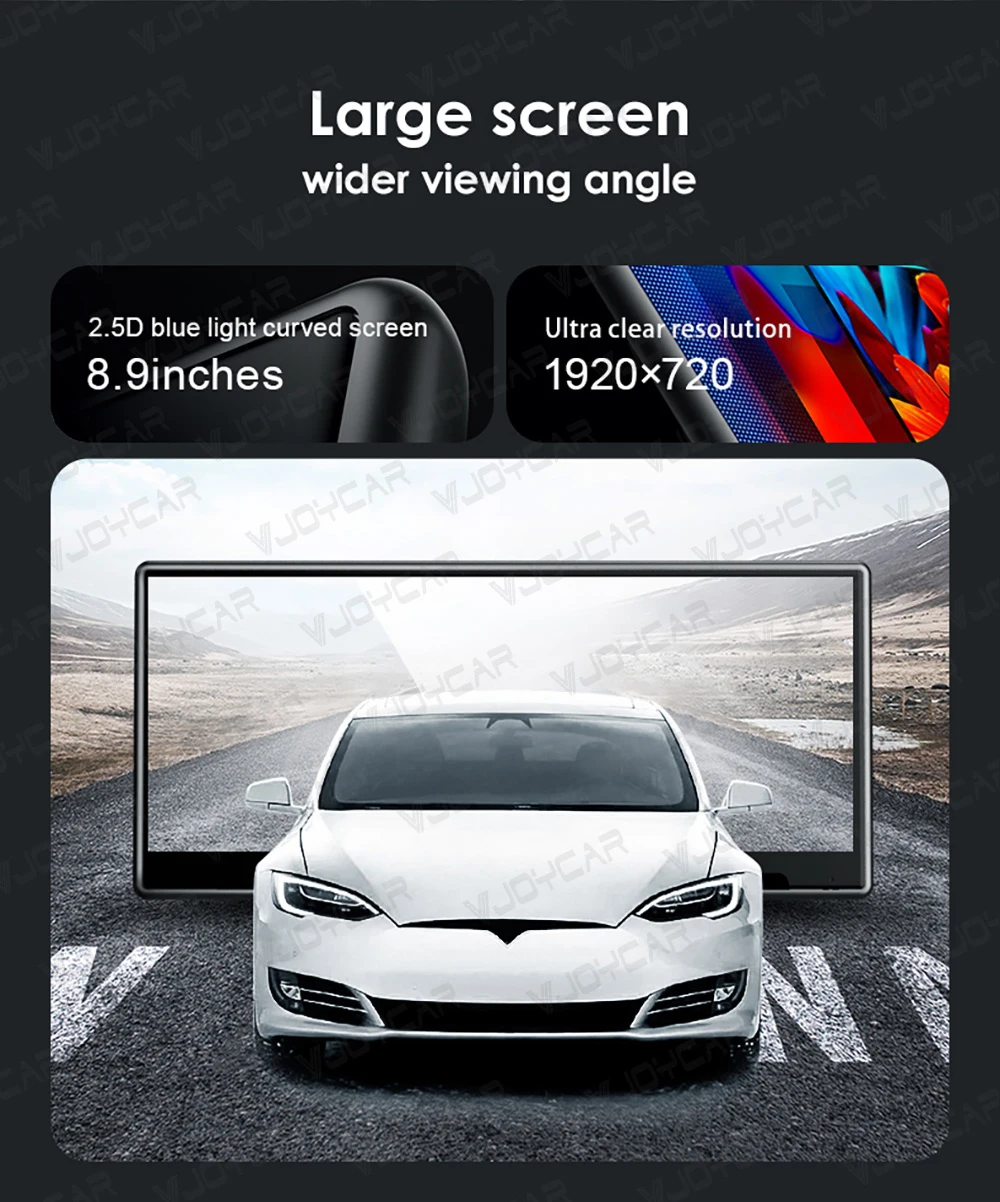 Vjoycar for Tesla Model 3 Y Highland CarPlay Dash Display 8.9 inch IPS Screen with Front View Camera Linux System for Tesla 2024