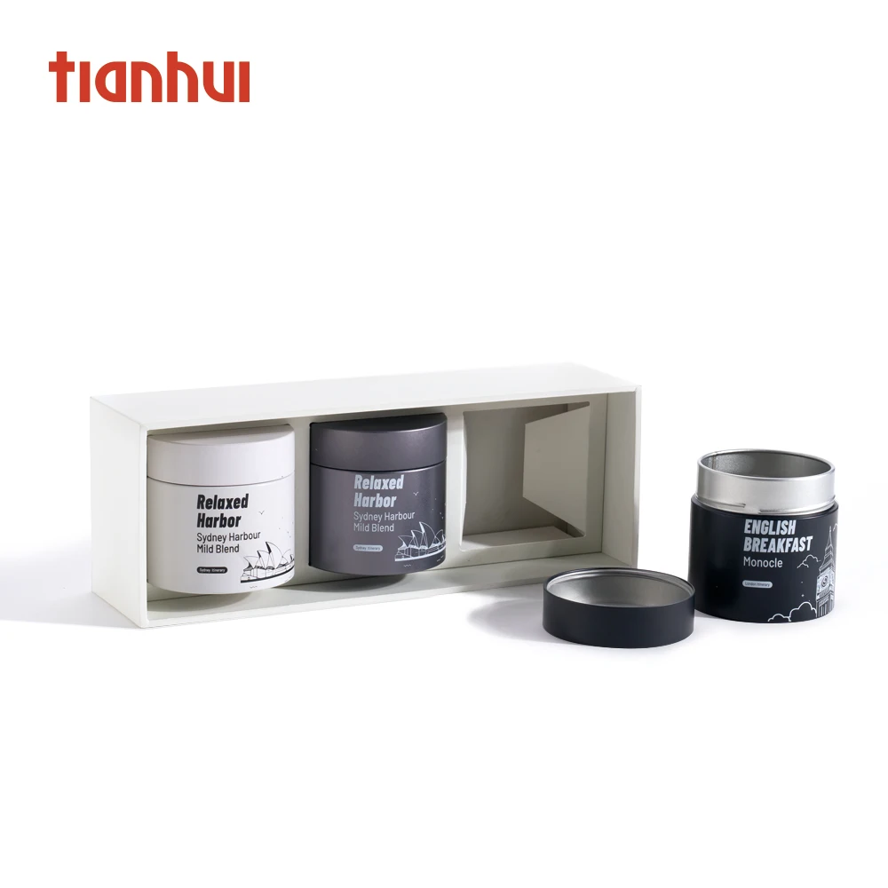 Tianhui Empty Food Grade Small Round Metal Cans Airtight Canister Tea Sugar Coffee Tin Can With Lid