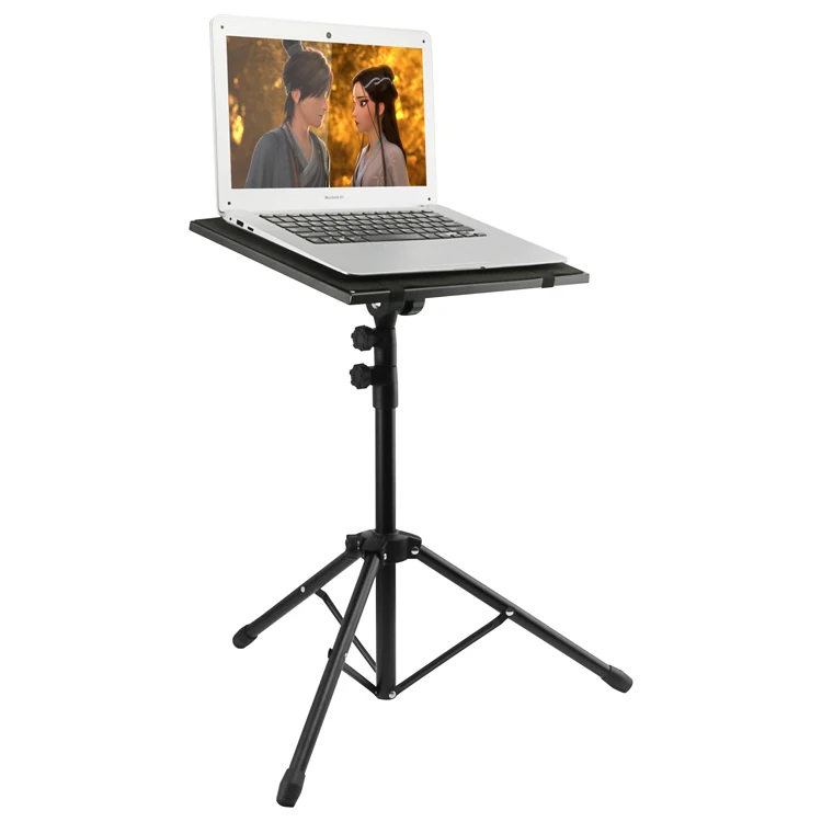Adjustable Portable Notebook Computer Tripod Stand with New Foldable DJ Equipment Floor Stand Includes Laptop Projector Mounts