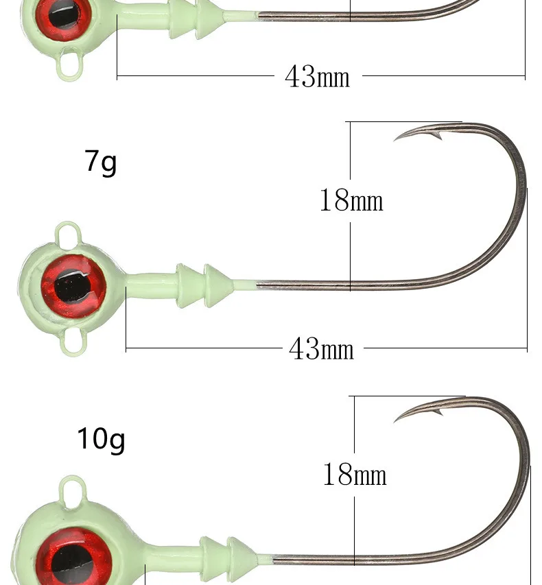 Neon Moon Eye Jig Heads For Night Fishing Phosphorescent Lighted