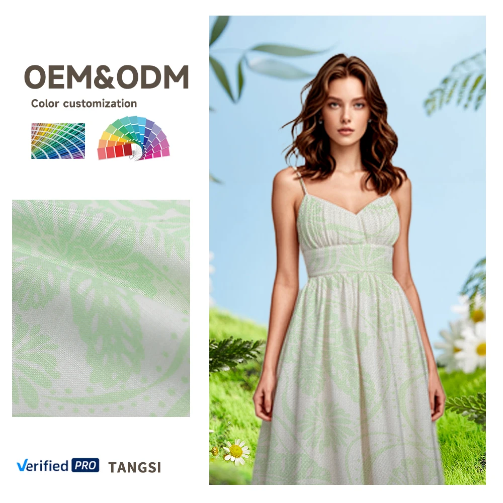 Factory Wholesale Custom Design Mediumweight Interweave 55%Linen 45%Viscose Print Fabric