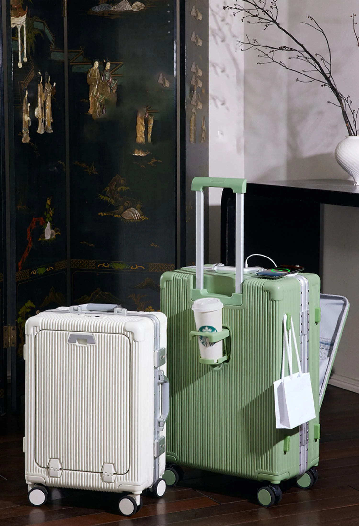 Wholesale Multifunctional Luggage With Usb Charging And Cup Holder