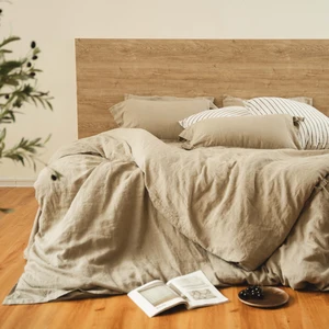 Wholesales 100% Pure French Flax Linen  Bedding Sheet Set Stone Washed Quilt Cover Set and  Bed Linen Sheet Set