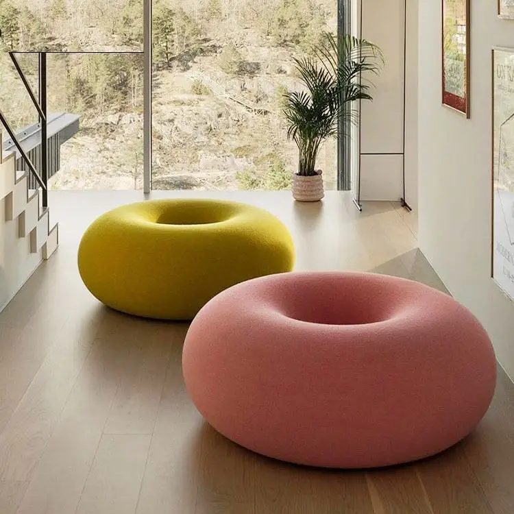Designer Living Room Pouf Soft Doughnut Round Stool Legless Floor Ottoman for Home Sofa Side Lazy Chair