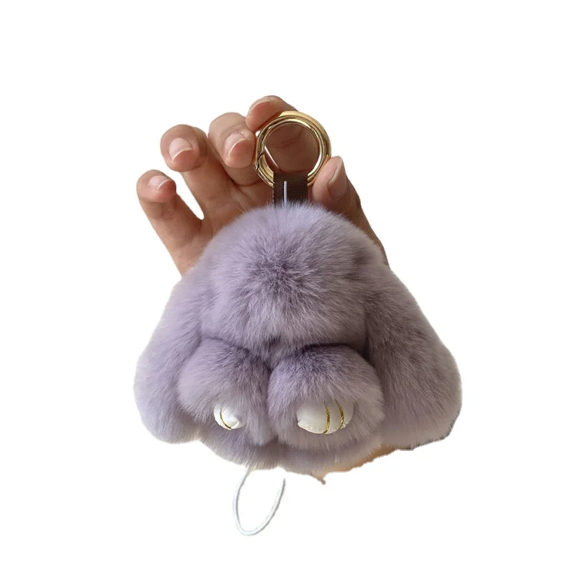 15 cm Rex Rabbit Fur Keychain Women Bag Car Key Chain Pendant Decoration Jewelry Bags Hangings Accessories Gifts