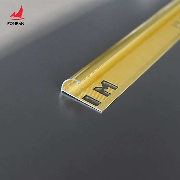 High Quality 10mm Gold Aluminum Tile Trim Round Edge Interior Metal Strips for Floor Tiles Premium Accessories